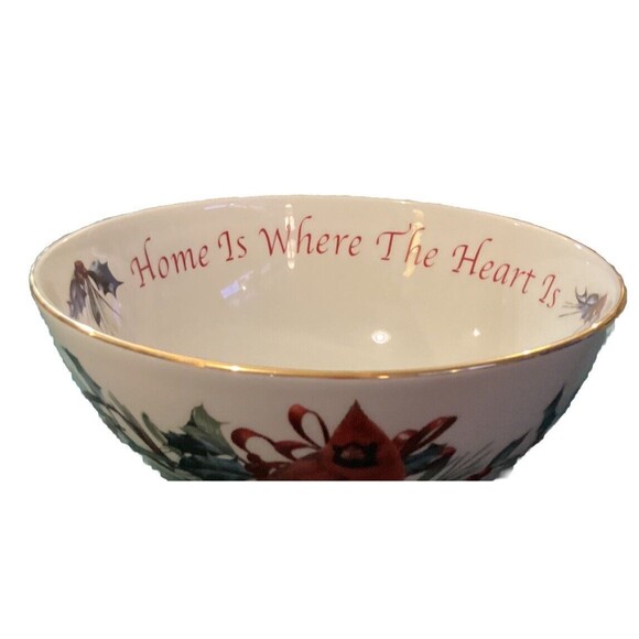 Lenox Winter Greetings 7” Serving Bowl McClung “Home Is Where The Heart Is” - Picture 4 of 13
